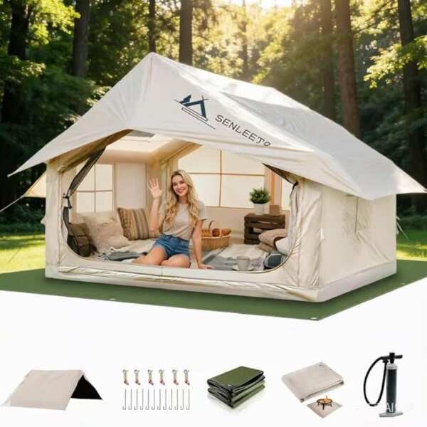 Large Inflatable Camping Tent for 4-6 People: Easy Setup Portable Glamping