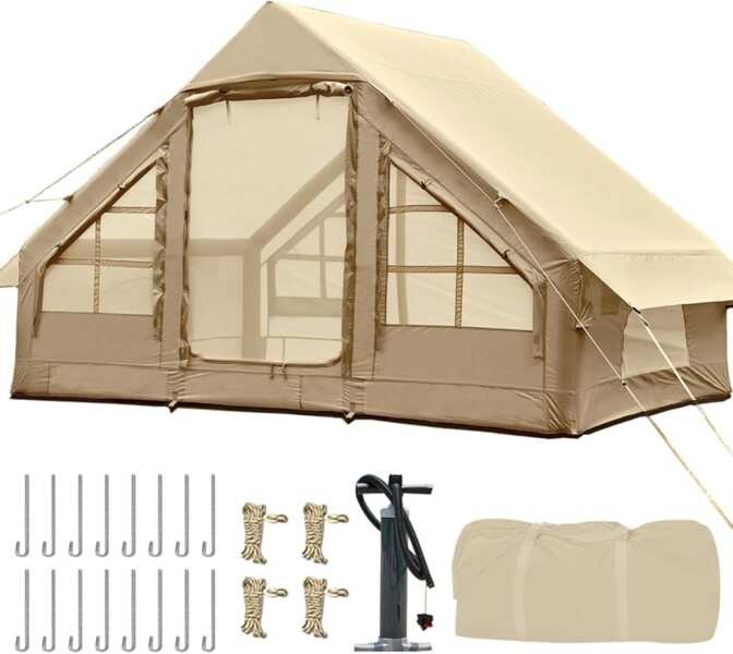[Easy Setup 4-Season Waterproof Inflatable Camping Tent for Family Wee