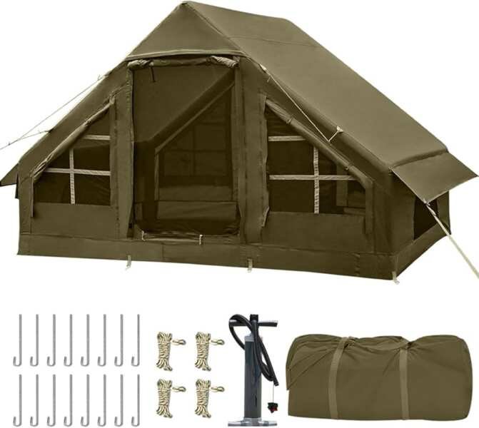 4 Seasons Waterproof Inflatable Camping Tent House, Easy Blow Up Air T