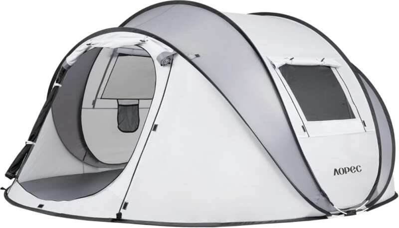 Pop Up Camping Tent: 2-6 Person Instant Waterproof Tent with Porch, Sp