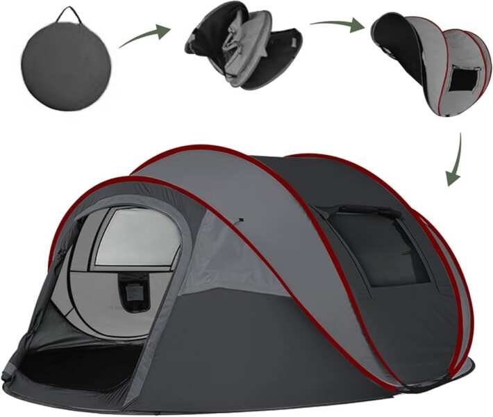4-6 Person Instant Pop Up Camping Tent: 3 Second Automatic Setup, Wate