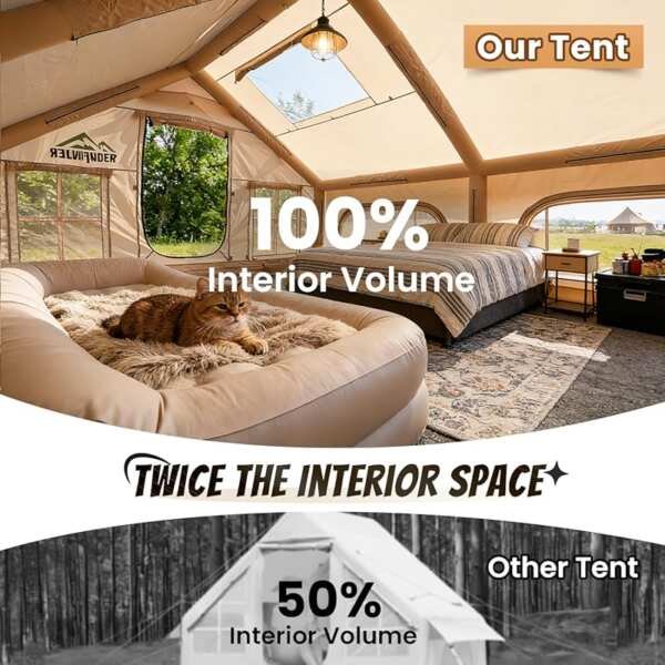 8-12 Person Inflatable Camping Tent with Skylight & Stove Jack, Quick