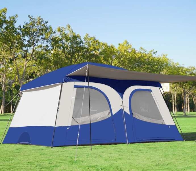 Vidalido 8-10 Person Camping Tent: 2 Room Waterproof Family Tent with 