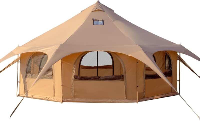 Oxford Bell Tent for Glamping: Spacious 6-10 Person Family Tent with 3