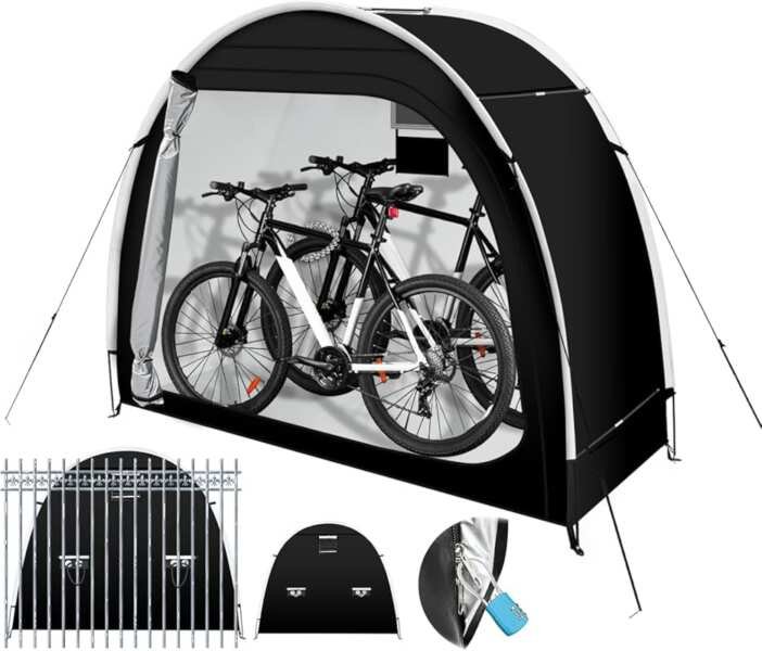 Anti-Theft Bike Storage Tent: Lockable PU5000 Waterproof Outdoor Shed 