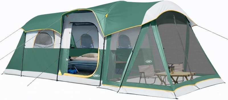 UNP 8 Person Large Waterproof Tunnel Camping Tent with Screen Porch fo
