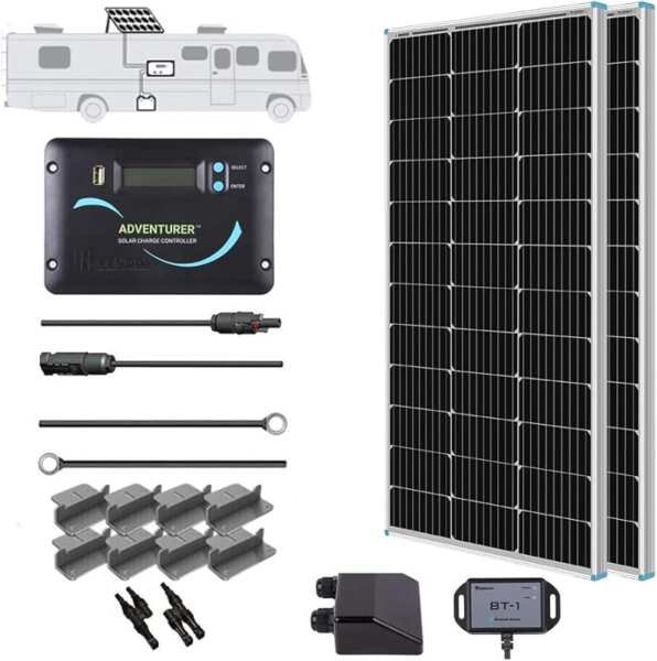 Renogy 200W Monocrystalline RV Solar Panel Kit with 30A PWM Controller
