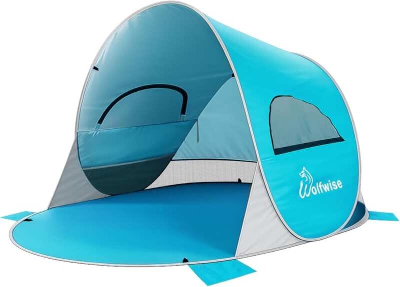 Wolfwise Pop Up Beach Tent with UPF 50+ UV Protection, Instant Setup, 