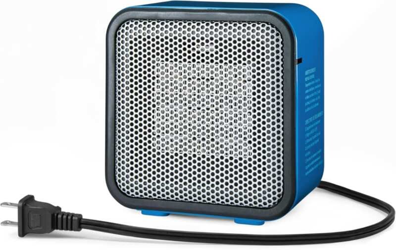 Amazon Basics Ceramic Mini Space Heater, 500W Fast Heating with Tip-Ov