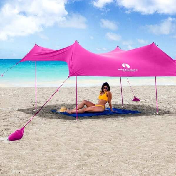 Red Suricata Family Beach Tent – UPF 50+ Sun Shade with Poles & Access