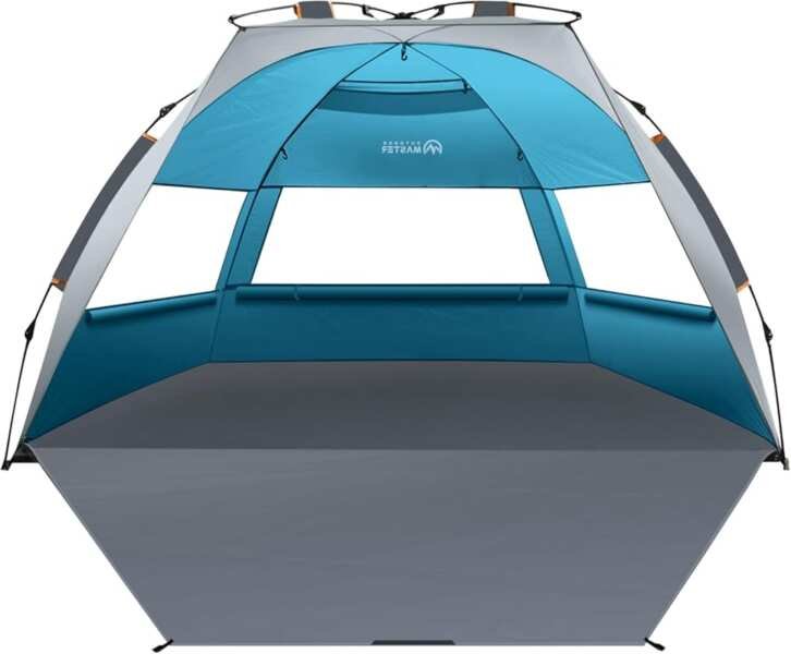 OutdoorMaster Beach Tent Sun Shelter for 3-4 Person, Pop-Up with Sandb