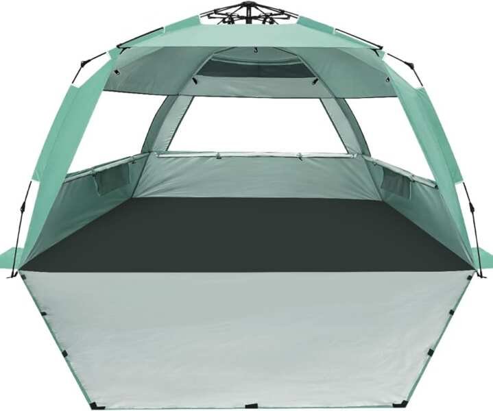 WhiteFang Deluxe Pop Up Beach Tent with Extendable Floor, 3 Ventilatin