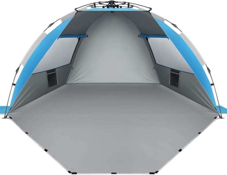 Oileus X-Large 4-Person Beach Tent with Carrying Bag, Stakes & 6 Sand 
