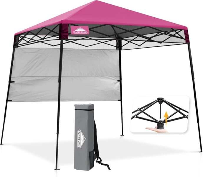EAGLE PEAK 8x8 Pop Up Canopy with Sidewall, Slant Leg Instant Sun Shel