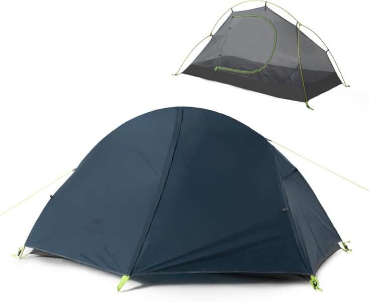 Lightweight 1-Person Backpacking Tent with Waterproof Coating & Includ
