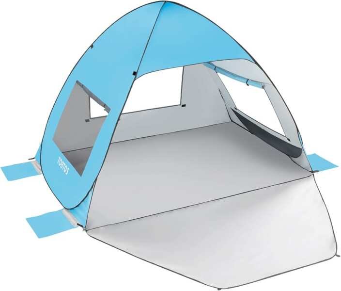TOBTOS UPF 50+ Pop Up Beach Tent, Easy Setup Sun Shelter for 2-3 Peopl