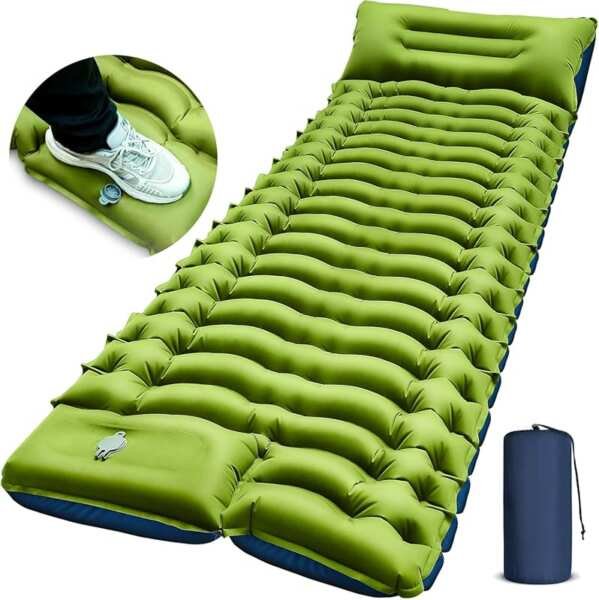 FUN PAC Ultralight Inflatable Camping Sleeping Pad with Built-in Pillo