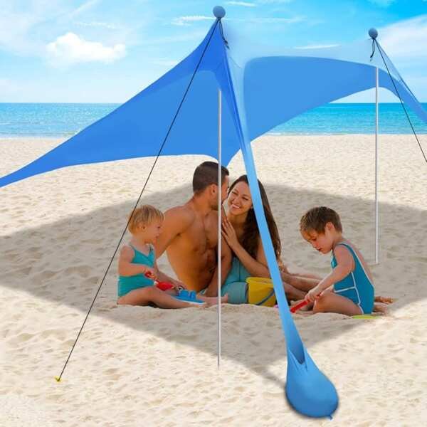 Beach Canopy Tent with UPF 50+ UV Protection, Sandbags & Anti-Wind Rop
