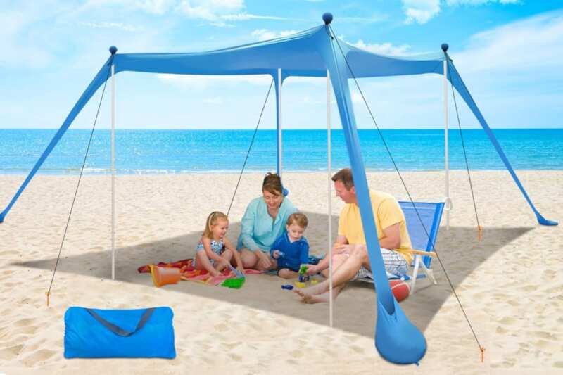 YENGIAM 11x11FT Beach Tent with UPF50+ Protection & Extra Windproof Rope