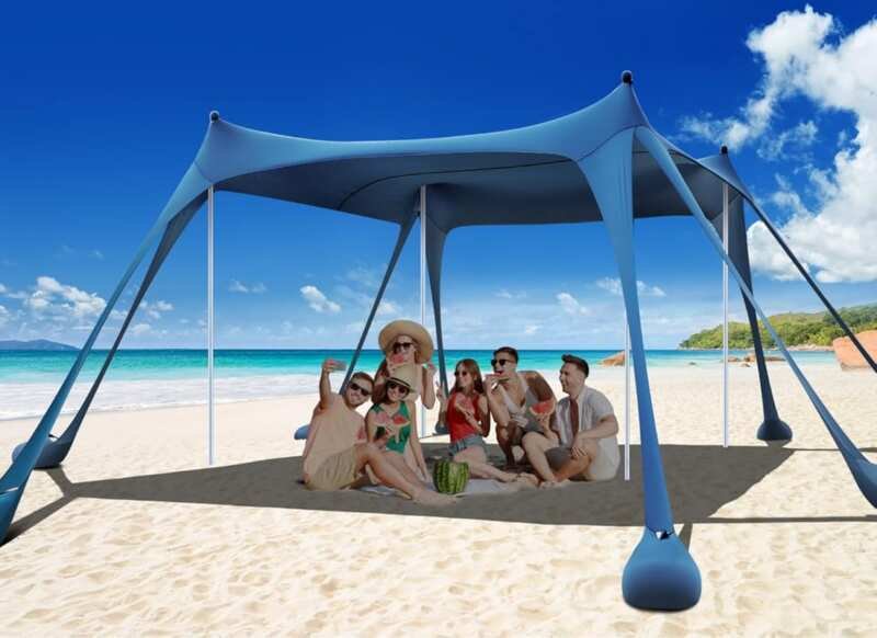 Osoeri Camping Sun Shelter with 8 Sandbags, Poles & Tools for Beach or