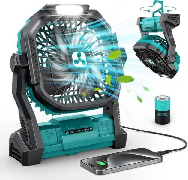 ONLYNEW Portable Rechargeable Fan with LED Lantern, 20000mAh Cordless