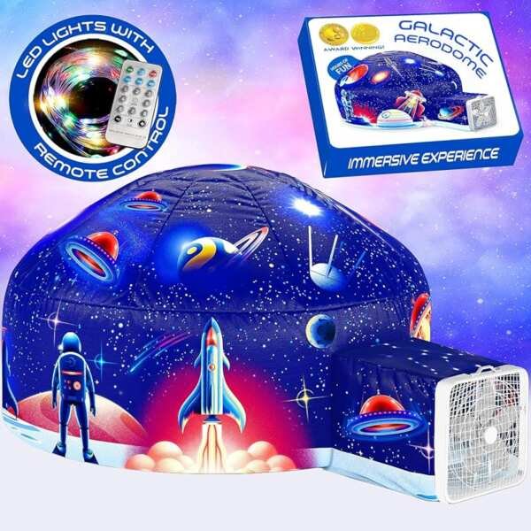 W&O Galactic Aerodome with LED Lights – Fast-Inflating Space Fort for 