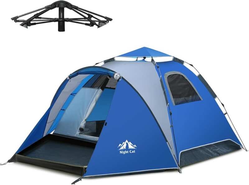 Night Cat 2-3 Person Instant Pop Up Tent: Easy Setup, Waterproof Doubl