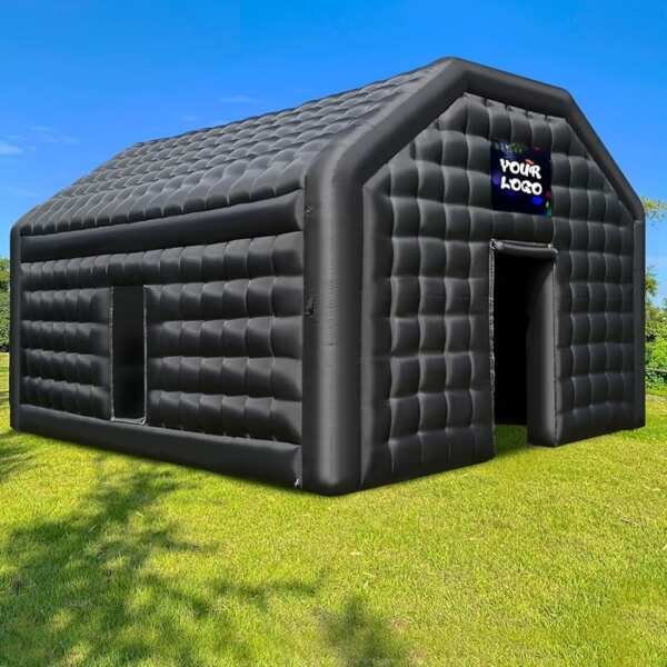 WARSUN Large Black Inflatable Nightclub Tent 20x16.5x12 Ft with Logo A