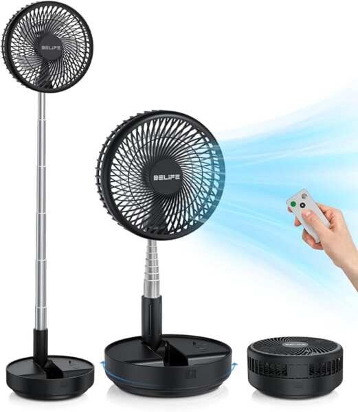 Belife X8 Rechargeable Portable Fan with Oscillation, Remote & Foldabl