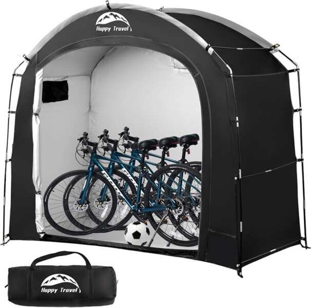 Portable Waterproof Bike Shed with Extra Top Storage for 2-5 Bikes, Ea