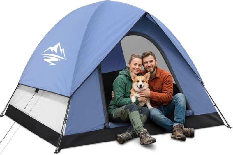 2-3 Person Waterproof Camping Tent: Easy 5 Min Setup, 2500MM Waterproo