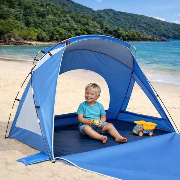 Portable Beach Tent, UPF50+, Easy Setup, 2-8 Person Shade Canopy