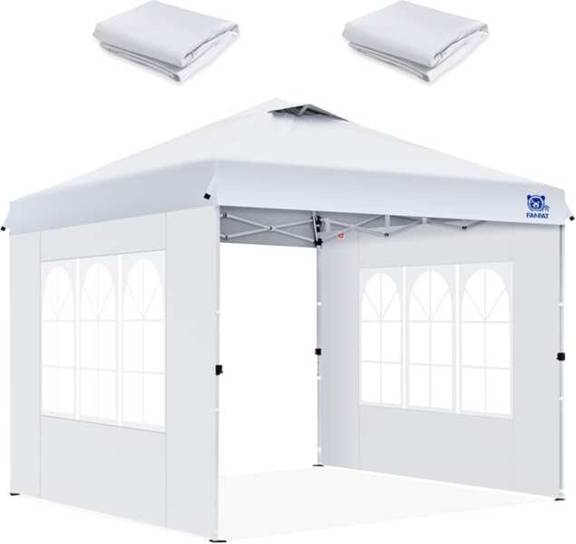 Fanpat Waterproof UV Canopy Sidewalls 10x10ft, White, for Outdoor Part