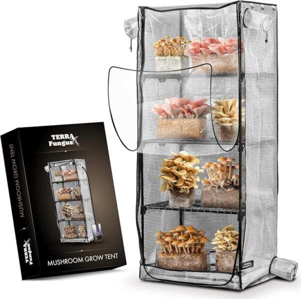 Compact Indoor Mushroom Grow Tent for Monotub, Mini Greenhouse Fruitin