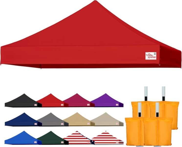 Tradesparker 10x10 Commercial Pop Up Canopy Top with D-Rings & Banner