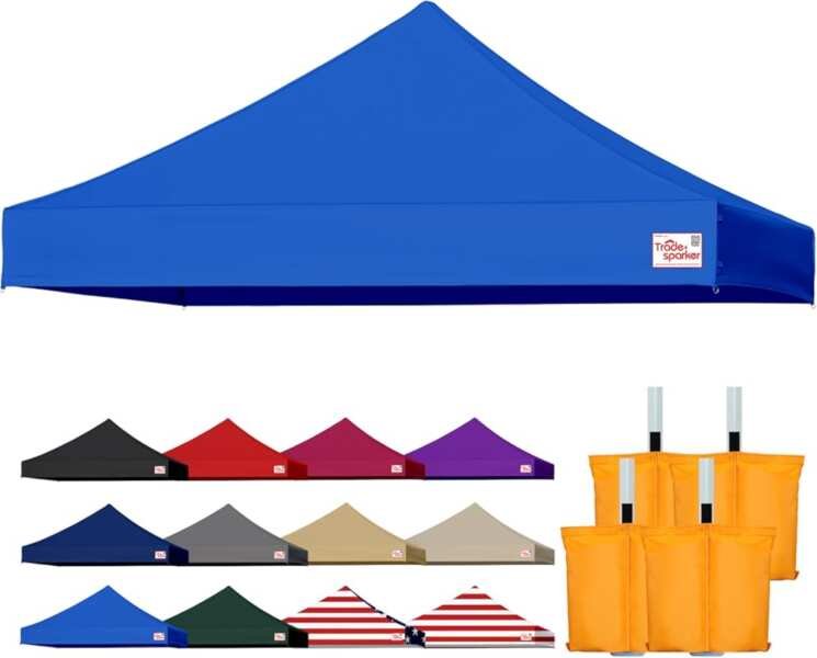 Windproof Tradesparker 10x10 Canopy Top Cover with D-Rings, Grommets &