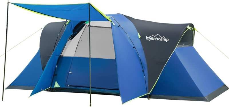 LOYEAHCAMP 8-Person 3-Room Waterproof Extended Dome Family Camping Ten