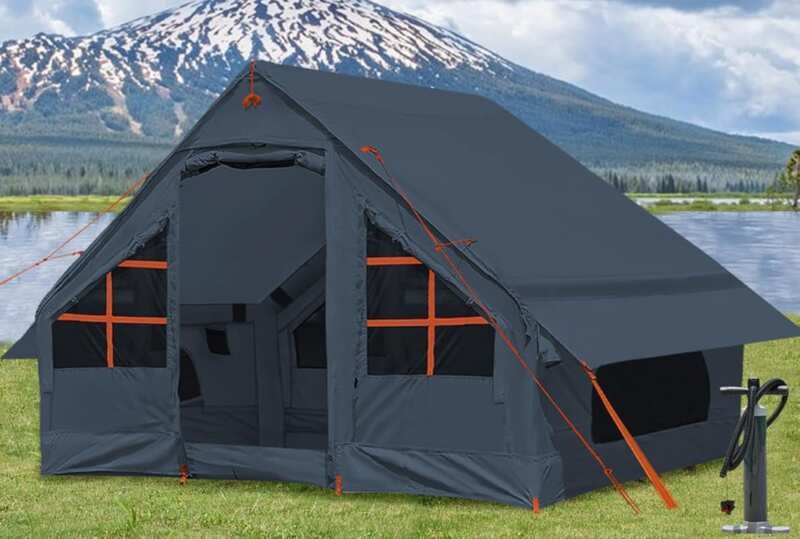 2/4/6/8 Person Inflatable Camping Tent with Stove Jack & Awning, Quick