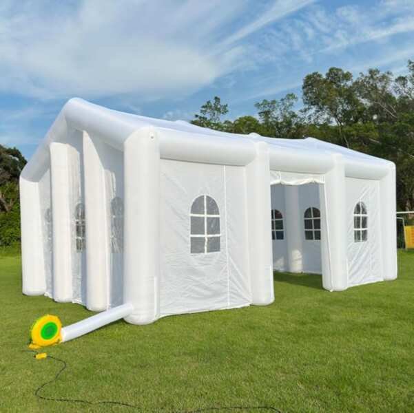 Portable White Inflatable Wedding Tent with Disco Lights, Blower & Mar