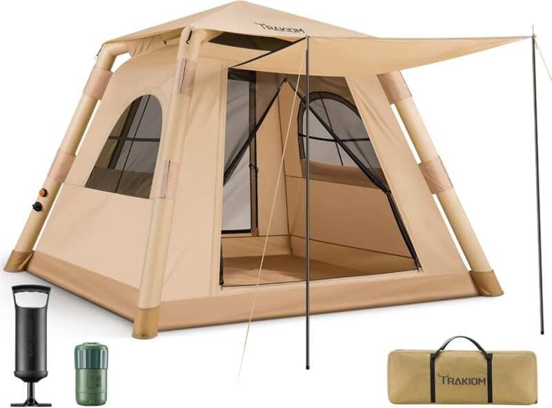 Trakiom 2-4 Person Inflatable Camping Tent with Automatic & Manual Pum