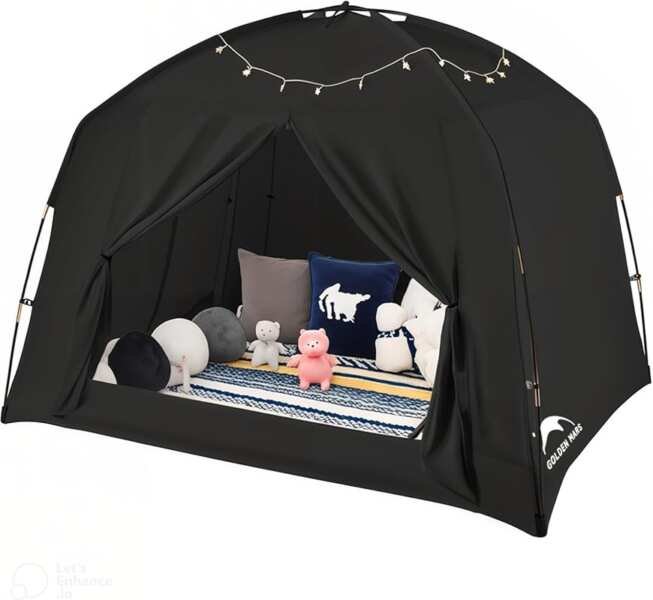 93% Blackout Kids & Adult Bed Tent – 3-Door Portable Canopy with Breat