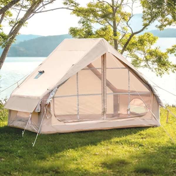 Waterproof 4-Season Inflatable Cabin Tent with Hand Pump & Mesh Window