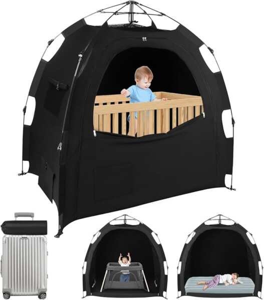 Portable Blackout Tent for Pack N Play – 1-Click Setup Blocks 95% Ligh