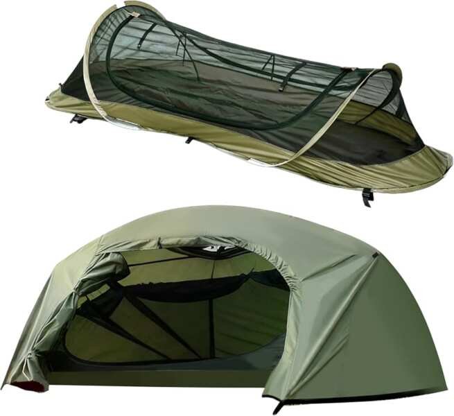 Pop-Up Ultralight 1-Person Mosquito-Proof Bivy Tent for Camping