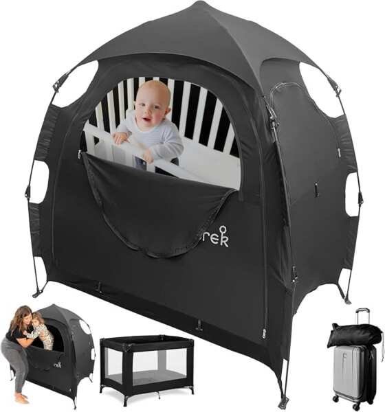 Pack and Play Blackout Cover – Breathable Mesh Tent for Babies’ Naps &