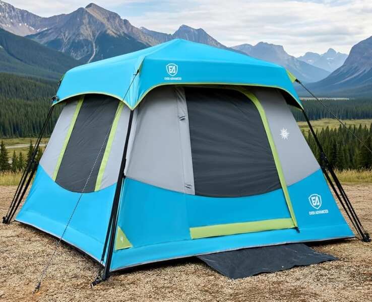 EVER ADVANCED 4 Person Instant Blackout Cabin Tent, 60s Setup, Water-R