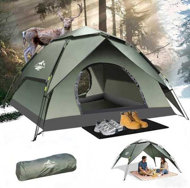 2-4 Person Instant Pop Up Camping Tent: 40s Auto Setup, Waterproof, Wi