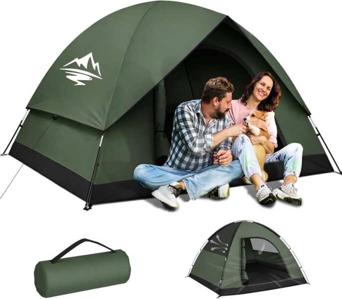Tents for Camping 2-4 Person, Waterproof Windproof Easy Setup Double L