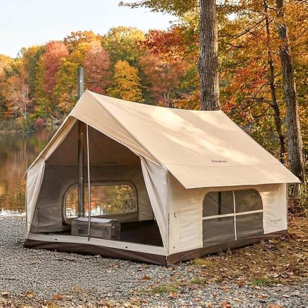 KingCamp 6-8 Person Canvas Hot Tent with Stove Jack, Waterproof & Wind