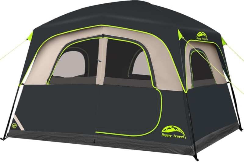 Happy Travel 6 Person Blackout Camping Tent with Rainfly, Water-Resist